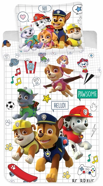 Billede af Junior sengetøj 100x140 cm - Paw Patrol - Pawsome - 2 i 1 design - 100% bomulds sengesæt hos Shopdyner.dk